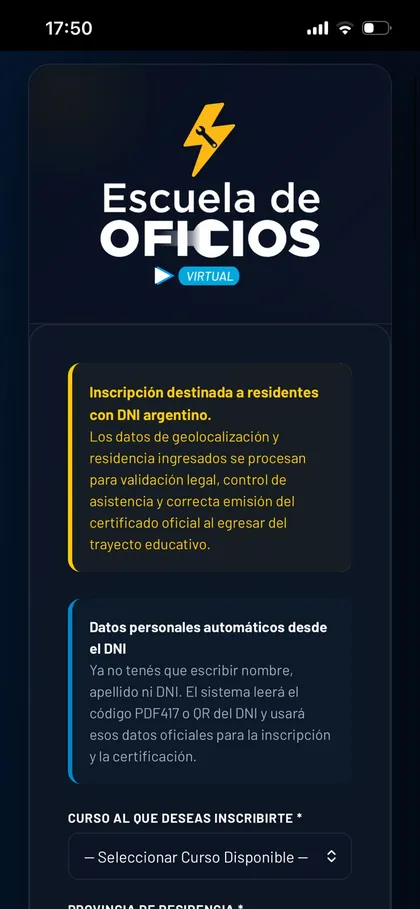 Captura de la app EOV Alumnos para el paso seleccionado